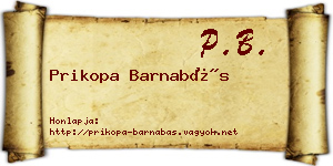 Prikopa Barnabás névjegykártya